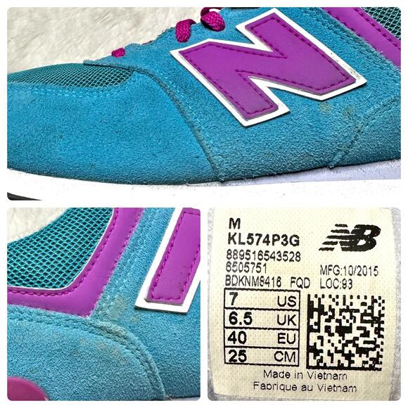 New Balance 574 V1 Blue Lace Up Sneakers Women’s 7 Athletic - Picture 8 of 9